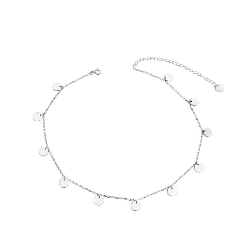 DAOCHONG Sterling Silver Jewelry Dot Choker Necklace Round Circle Pendant Disc Chain Statement Necklace For Women - Image 1