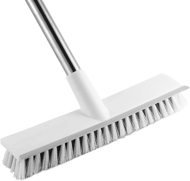 RECLUSE 2 in 1 Floor Scrub Brush, Cleaning Scrub Brush with Long Handle, Grout Brush Scrap with Squeegee 120°Rotatable,Grout Brush Scrap, Shower Tile Grout Scrubbed for Cleaning Bathroom Kitchen Glass - Image 1
