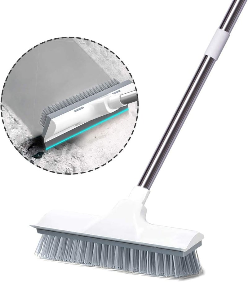 RECLUSE 2 in 1 Floor Scrub Brush, Cleaning Scrub Brush with Long Handle, Grout Brush Scrap with Squeegee 120°Rotatable,Grout Brush Scrap, Shower Tile Grout Scrubbed for Cleaning Bathroom Kitchen Glass - Image 2
