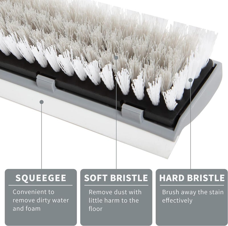 RECLUSE 2 in 1 Floor Scrub Brush, Cleaning Scrub Brush with Long Handle, Grout Brush Scrap with Squeegee 120°Rotatable,Grout Brush Scrap, Shower Tile Grout Scrubbed for Cleaning Bathroom Kitchen Glass - Image 4