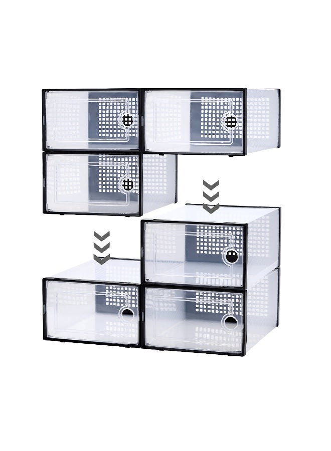 MarlaMall 12 large foldable transparent plastic shoe boxes, shoe racks perfect alternative, storage of various shoes, toy storage box, put in the entrance, wardrobe, under the bed, easy to organize home - Image 5