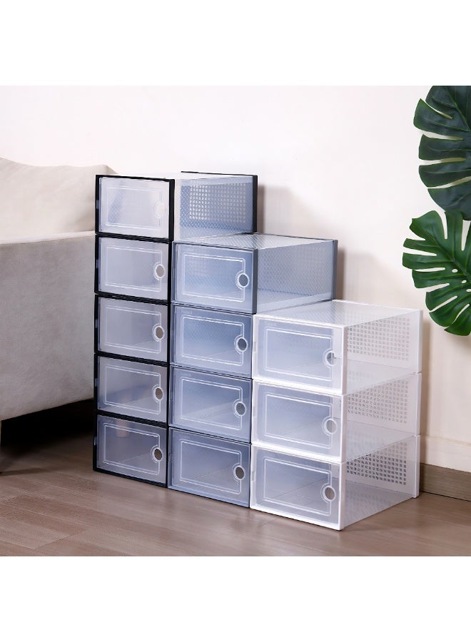 MarlaMall 12 large foldable transparent plastic shoe boxes, shoe racks perfect alternative, storage of various shoes, toy storage box, put in the entrance, wardrobe, under the bed, easy to organize home - Image 2
