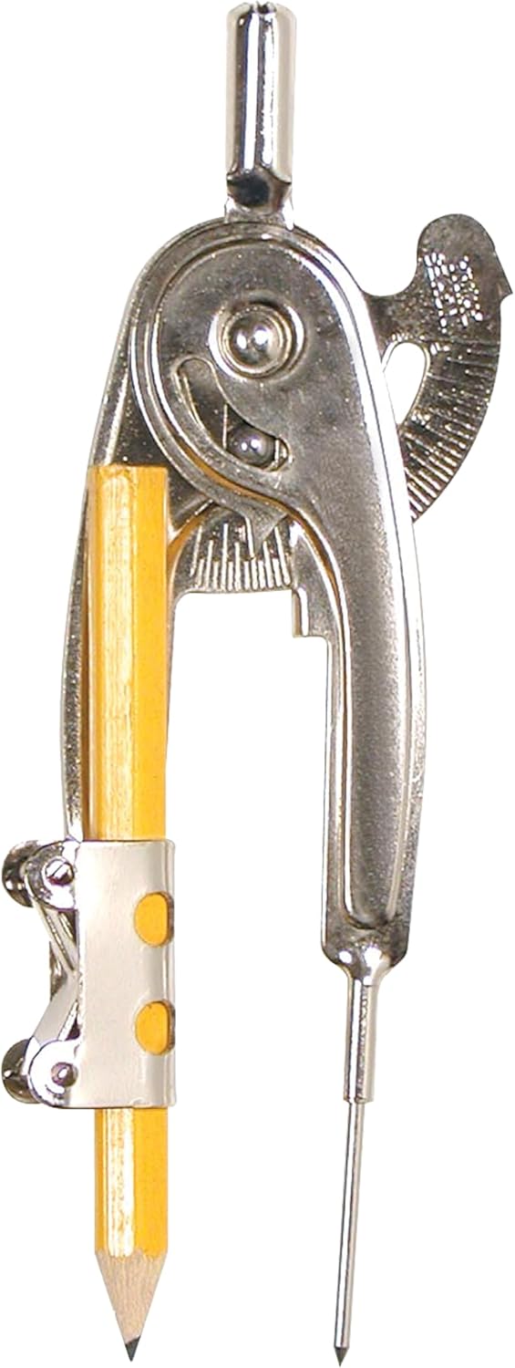 Westcott Metal Ball Bearing Compass with Pencil Nickel Plated 12201 - Image 1