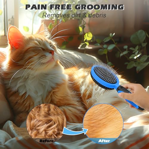 UGNEL 2PCS Pet Grooming Tools - Double-Sided Brush for Shedding and Bathing, Suitable for Short/Long Haired Dogs Cats and Horses, Deshedding Dog Brush, Mane & Tail Combs for Horses - Pet Supplies (Pink) - Image 5