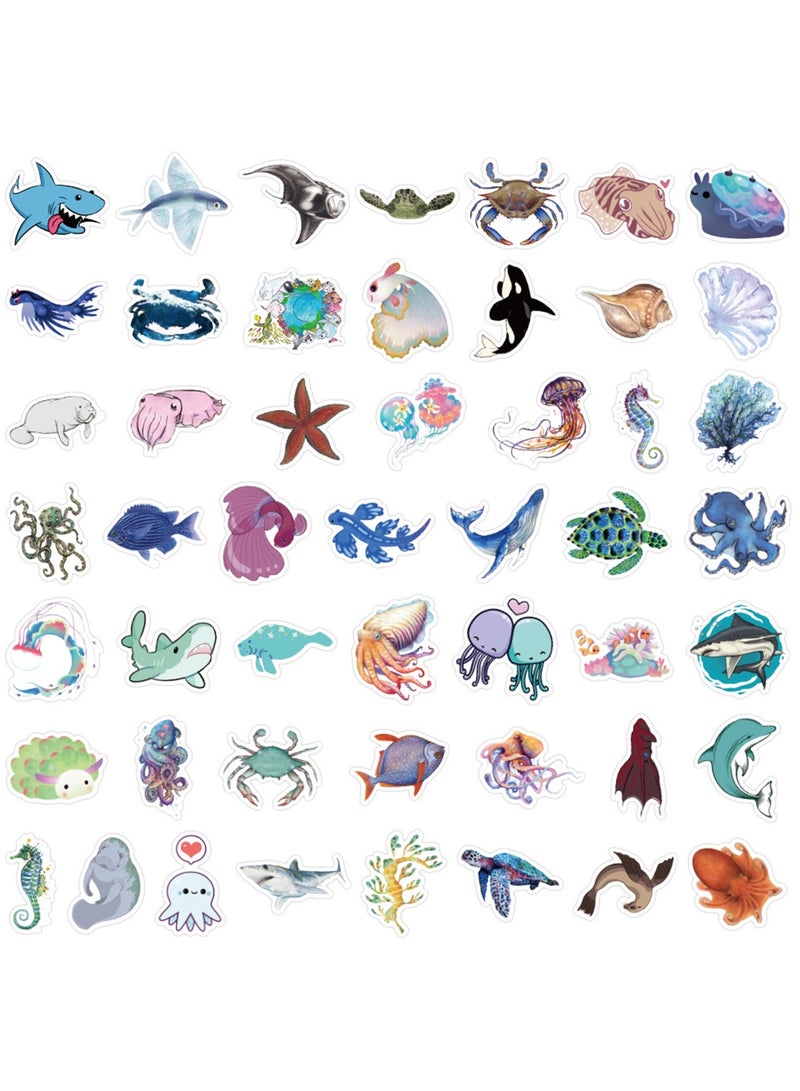 50Pcs Ocean Stickers for Kids Teens Adults, Under The Sea Animal Fish Turtle Stickers for Water Bottle Laptop, Waterproof Sea Creature Sticker Pack - Image 3