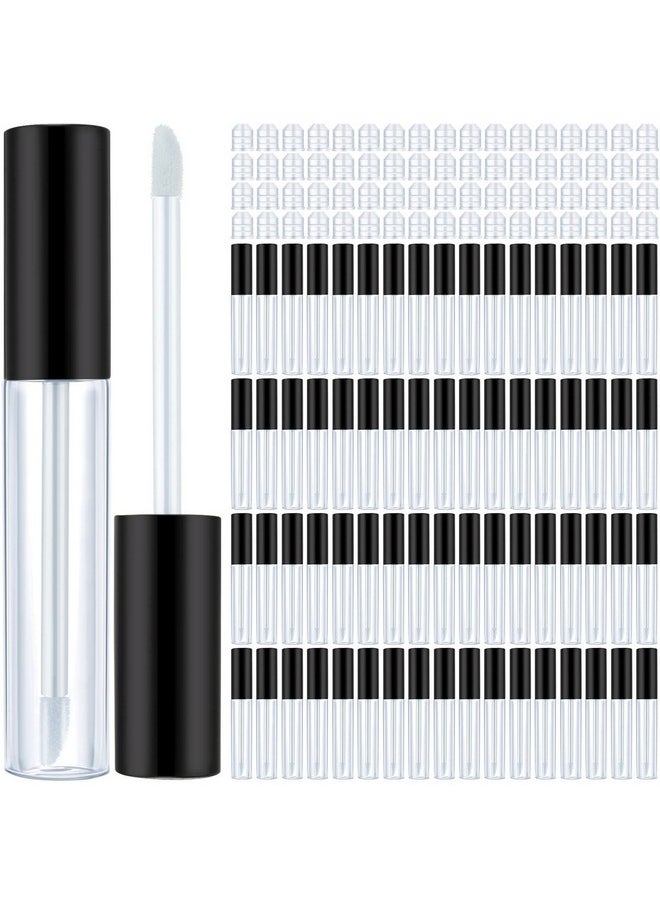 Nuanchu 100 Pcs 10 ml Empty Lip Gloss Tubes Clear Mini Refillable Lip Balm Gloss Containers Bottles Plastic Lip Gloss Containers Lip Gloss Tubes with Wand and Rubber Inserts DIY Makeup (Black)