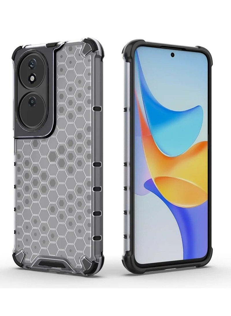 For Honor X7b Shockproof HoneyComb Back Cover , Defender Corners and Semi Transparent Back Compatible With Honor X7b (6.8'') (Semi-Transparent) - Image 1