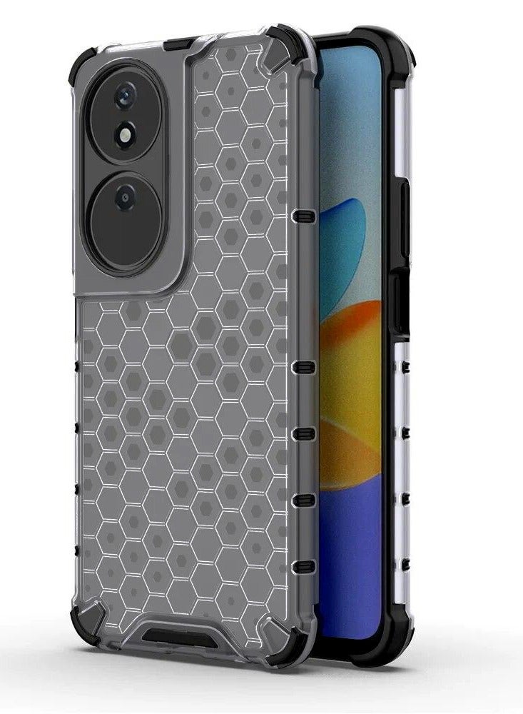 For Honor X7b Shockproof HoneyComb Back Cover , Defender Corners and Semi Transparent Back Compatible With Honor X7b (6.8'') (Semi-Transparent) - Image 2
