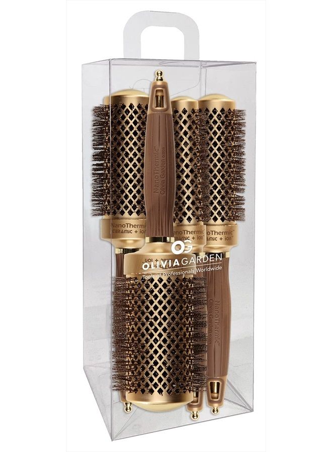 Olivia Garden NanoThermic Ceramic + Ion Round Thermal Hair Brush NT-54, NT-44, NT-34, NT-24 (4-pc Box) - Image 1