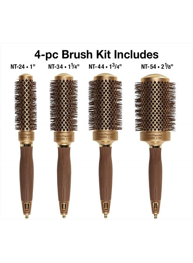Olivia Garden NanoThermic Ceramic + Ion Round Thermal Hair Brush NT-54, NT-44, NT-34, NT-24 (4-pc Box) - Image 2