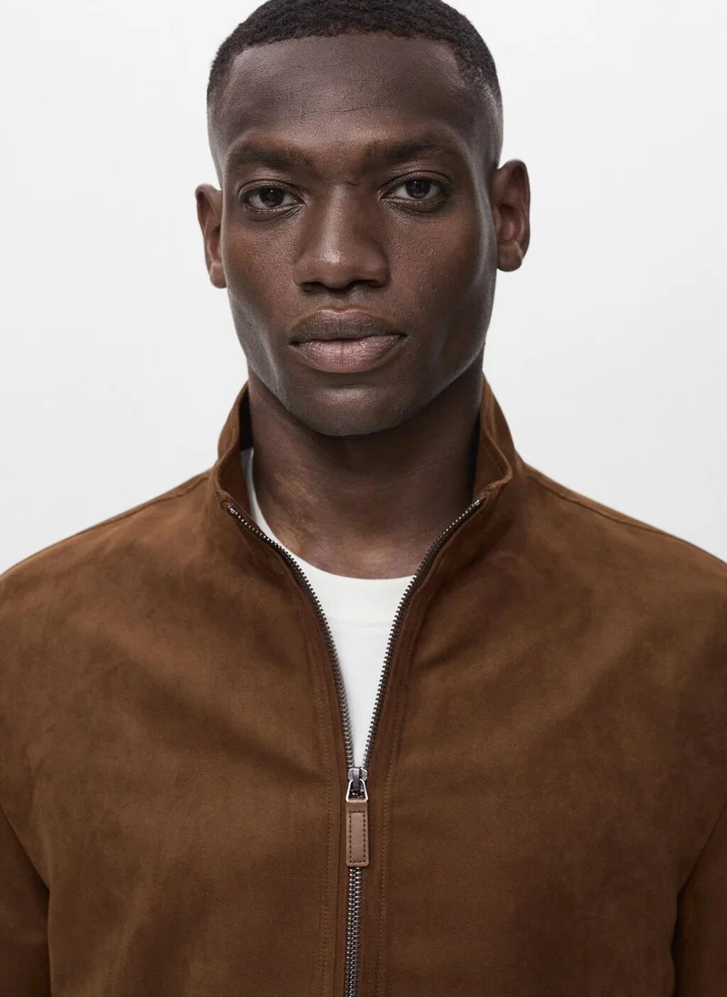 Mango Man Suede Leather-Effect Jacket