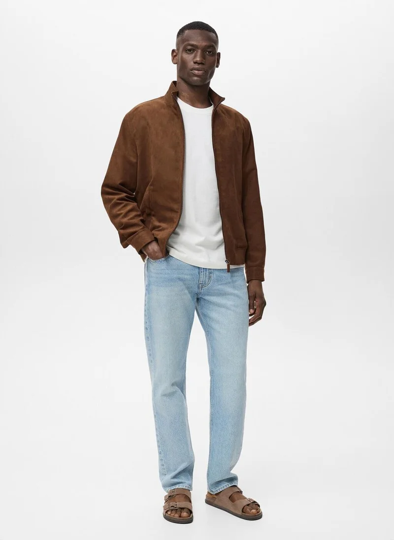 Mango Man Suede Leather-Effect Jacket