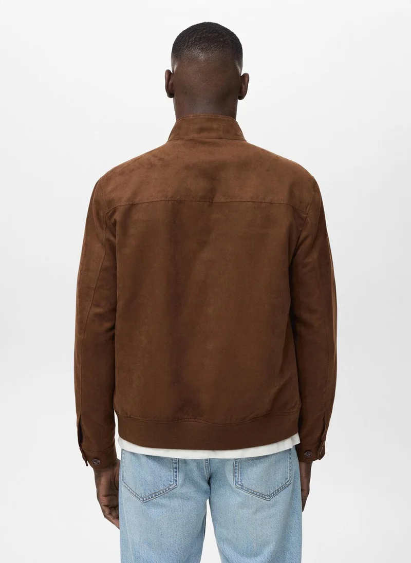 مانجو Suede Leather-Effect Jacket