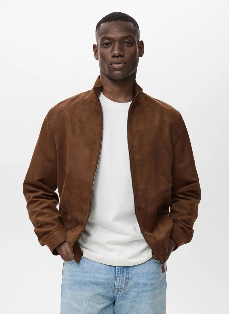 مانجو Suede Leather-Effect Jacket