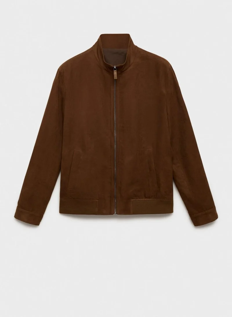 Mango Man Suede Leather-Effect Jacket