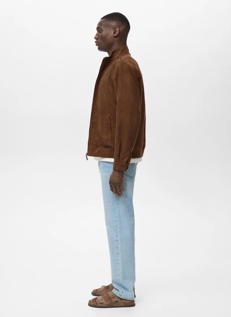 Mango Man Suede Leather-Effect Jacket