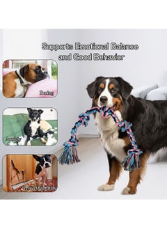 MAJIBAO Large dog rope toy with Durable, 100% cotton dog toy for all breeds, Safe resistant interactive toy, 90 cm, Aggressive chewer, Cleaning teeth and Protects oral health, Toy for Tug of War (Multi-color)  - Image 5