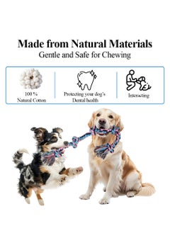 MAJIBAO Large dog rope toy with Durable, 100% cotton dog toy for all breeds, Safe resistant interactive toy, 90 cm, Aggressive chewer, Cleaning teeth and Protects oral health, Toy for Tug of War (Multi-color)  - Image 4