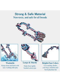 MAJIBAO Large dog rope toy with Durable, 100% cotton dog toy for all breeds, Safe resistant interactive toy, 90 cm, Aggressive chewer, Cleaning teeth and Protects oral health, Toy for Tug of War (Multi-color)  - Image 3