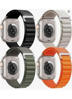 4Pack for Apple Watch Alpine Loop Band 49mm/45mm/44mm Nylon Woven Sport Strap for Apple Watch Series 8/Ultra/7/SE/6/5/4/3/2/8 White/Green/Orange/Black