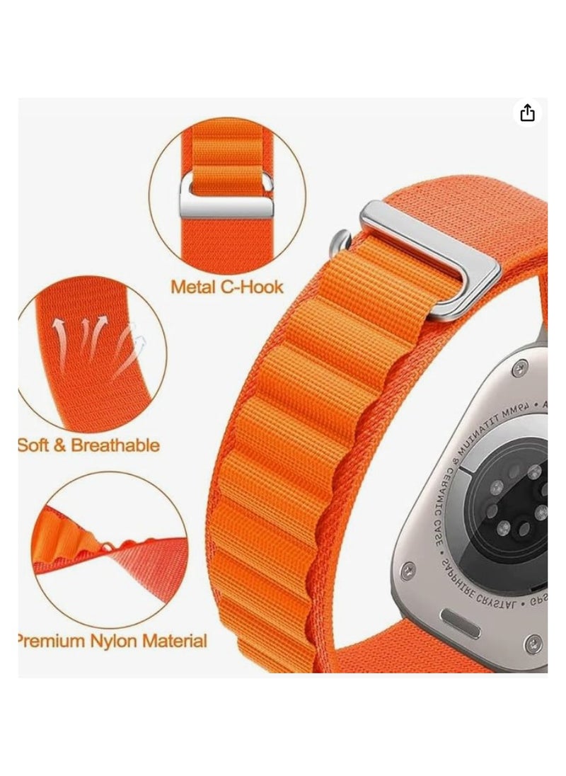 Dado - 4Pack for Apple Watch Alpine Loop Band 49mm/45mm/44mm Nylon Woven Sport Strap for Apple Watch Series 8/Ultra/7/SE/6/5/4/3/2/8 White/Green/Orange/Black - Image 1