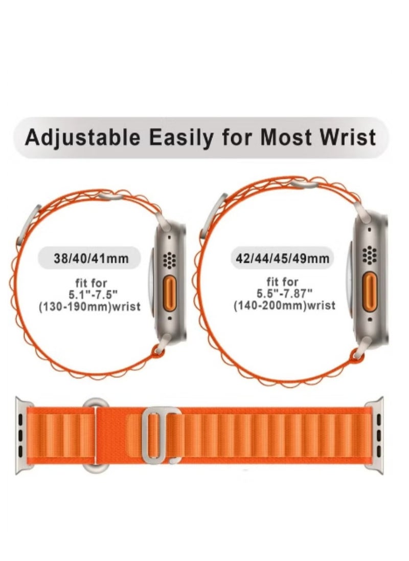 Dado - 4Pack for Apple Watch Alpine Loop Band 49mm/45mm/44mm Nylon Woven Sport Strap for Apple Watch Series 8/Ultra/7/SE/6/5/4/3/2/8 White/Green/Orange/Black - Image 1