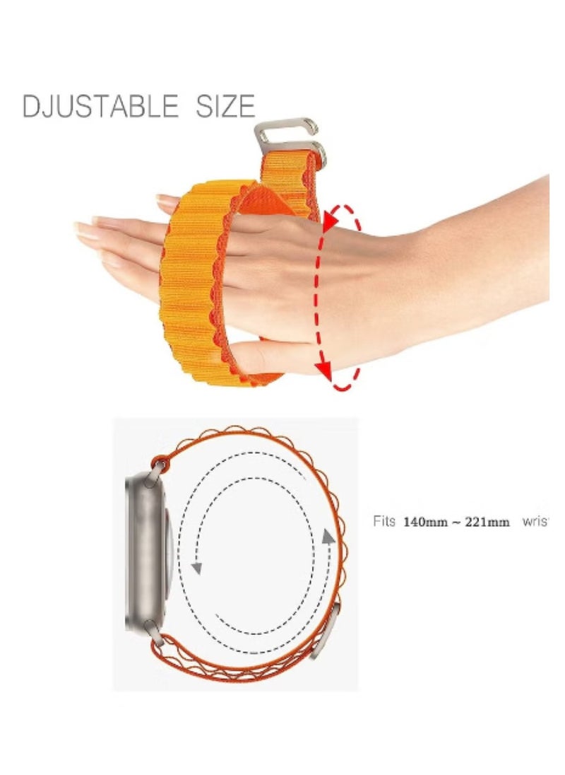 Dado - 4Pack for Apple Watch Alpine Loop Band 49mm/45mm/44mm Nylon Woven Sport Strap for Apple Watch Series 8/Ultra/7/SE/6/5/4/3/2/8 White/Green/Orange/Black - Image 1