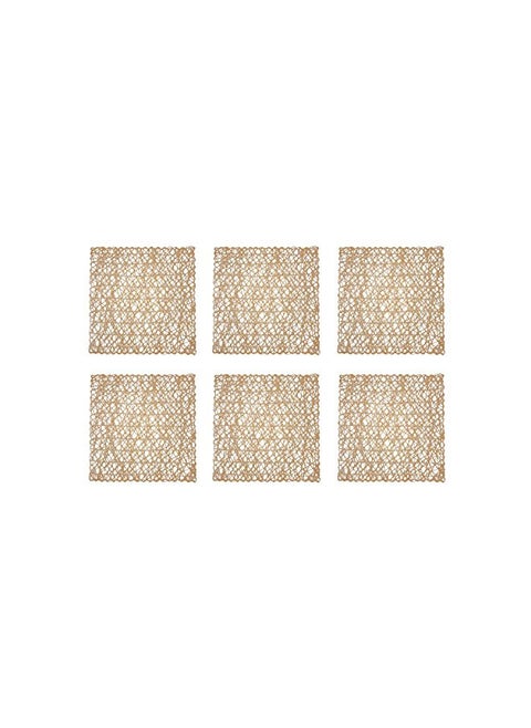 DII Woven Paper Tabletop Collection Holiday or Event Décor, Reversible Square Placemat Set, 16x16, Taupe, 6, Piece