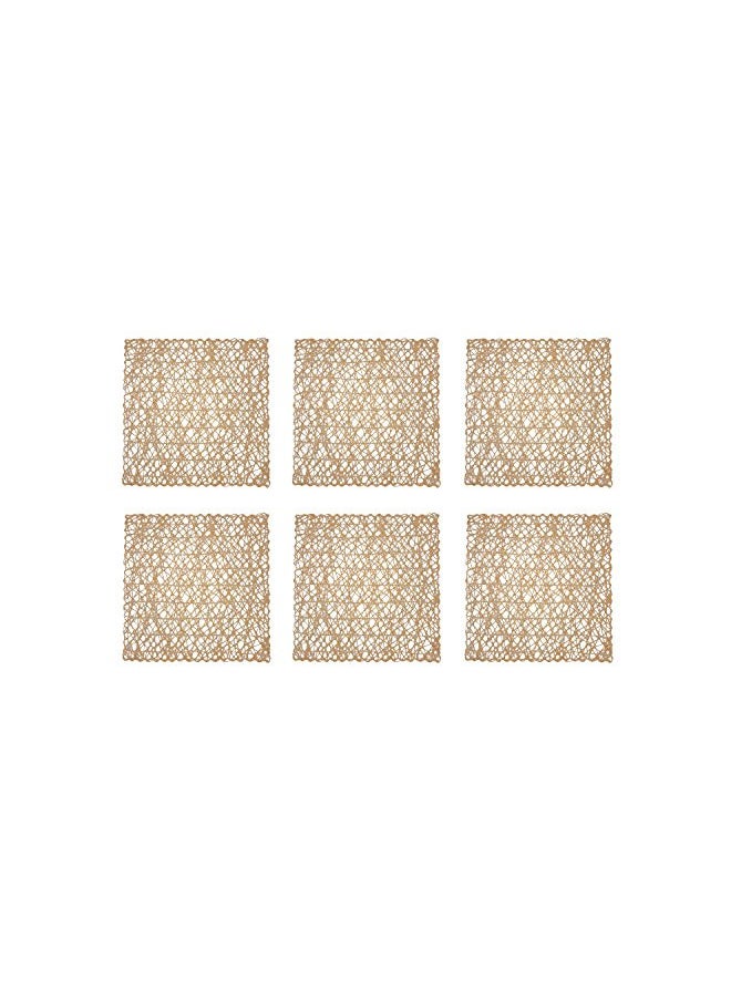 DII Woven Paper Tabletop Collection Holiday or Event Décor, Reversible Square Placemat Set, 16x16, Taupe, 6, Piece