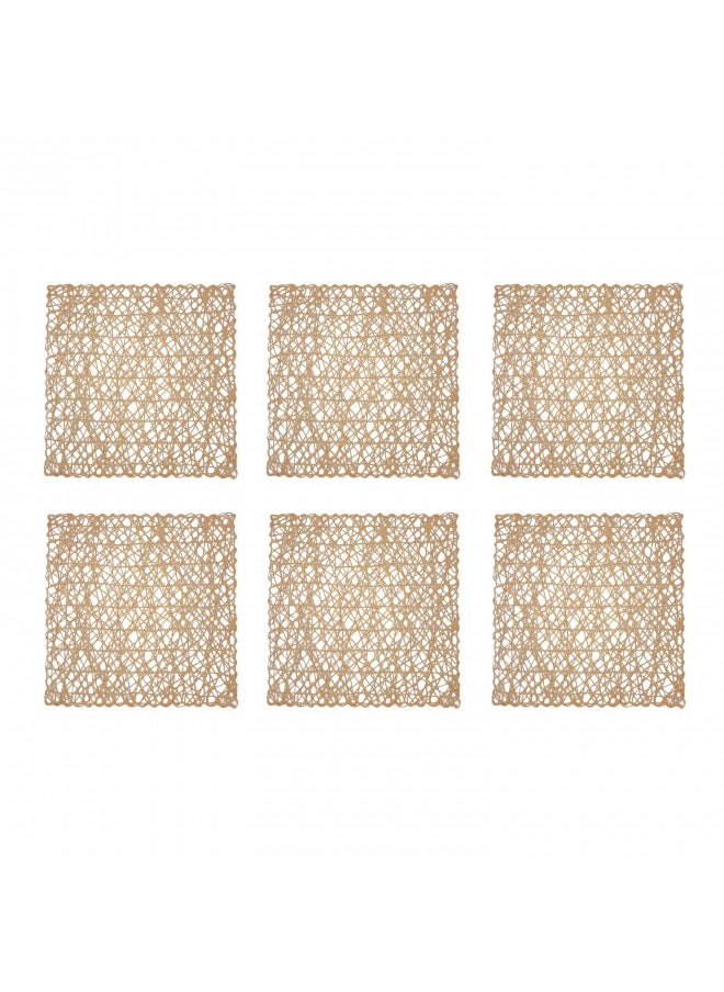 DII Woven Paper Tabletop Collection Holiday or Event Décor, Reversible Square Placemat Set, 16x16, Taupe, 6, Piece