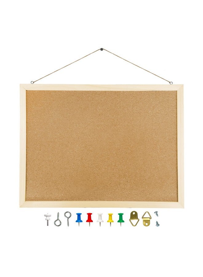 GDMINLO Cork Board Bulletin Board, 15.7"X 11.81" Pin Boards For Walls, Oak Wood Finish Frame, Wall Mounted Cork Board For Office Home And School(Pins, Eye Bolts, Gaskets, Screws) - Image 2