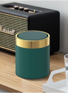 KASTWAVE Mini Trash Can with Lid, Desktop Small Trash Can Recycling Bin Cute Metal Garbage Can for Tabletop Countertop Use,Stainless Steel 0.4 Gallon/1.5 Liter Waste Bin Mini Garbage Cans Dark Green  - Image 3