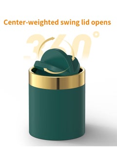 KASTWAVE Mini Trash Can with Lid, Desktop Small Trash Can Recycling Bin Cute Metal Garbage Can for Tabletop Countertop Use,Stainless Steel 0.4 Gallon/1.5 Liter Waste Bin Mini Garbage Cans Dark Green  - Image 4