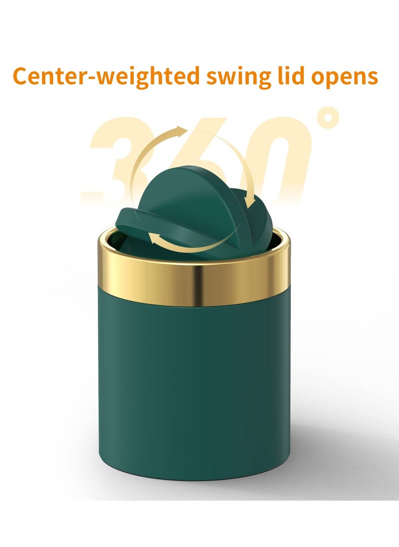 KASTWAVE Mini Trash Can with Lid, Desktop Small Trash Can Recycling Bin Cute Metal Garbage Can for Tabletop Countertop Use,Stainless Steel 0.4 Gallon/1.5 Liter Waste Bin Mini Garbage Cans Dark Green  - Image 4