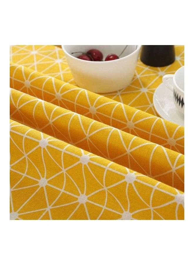 Round Stripe Table Cover Yellow/White 150cm - Image 3