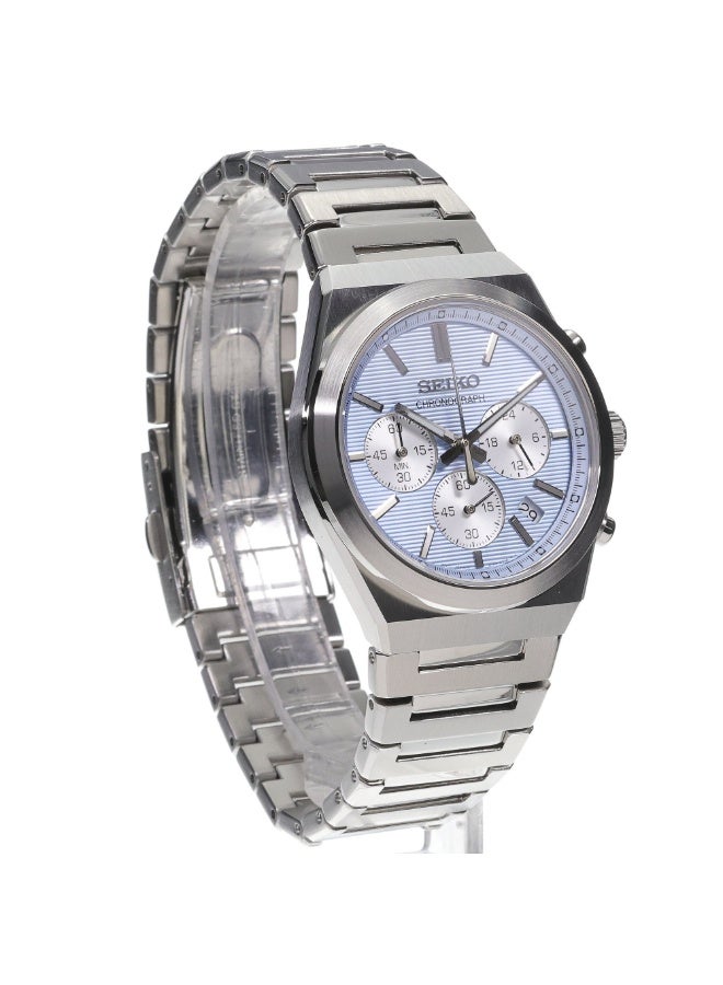 Seiko Sport Chronograph Men's Watch SSB459P1, 40mm Light-Blue Dial, Stainless Steel Bracelet, 100M WR - Image 3