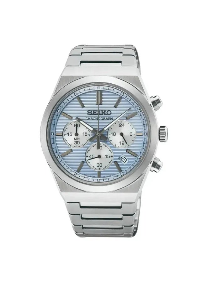 Seiko Sport Chronograph Men's Watch SSB459P1, 40mm Light-Blue Dial, Stainless Steel Bracelet, 100M WR - Image 1