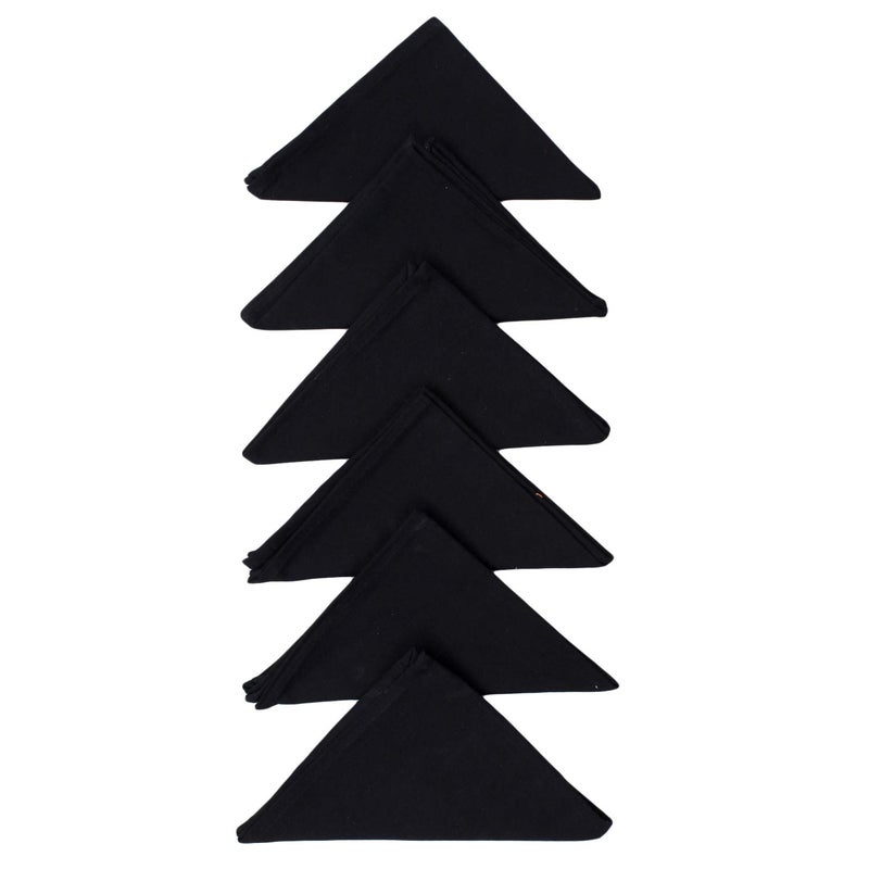 Dekor World Cotton Black Ikat Chevron Printed and Solid Napkin Set (Pack of 12) - Image 3