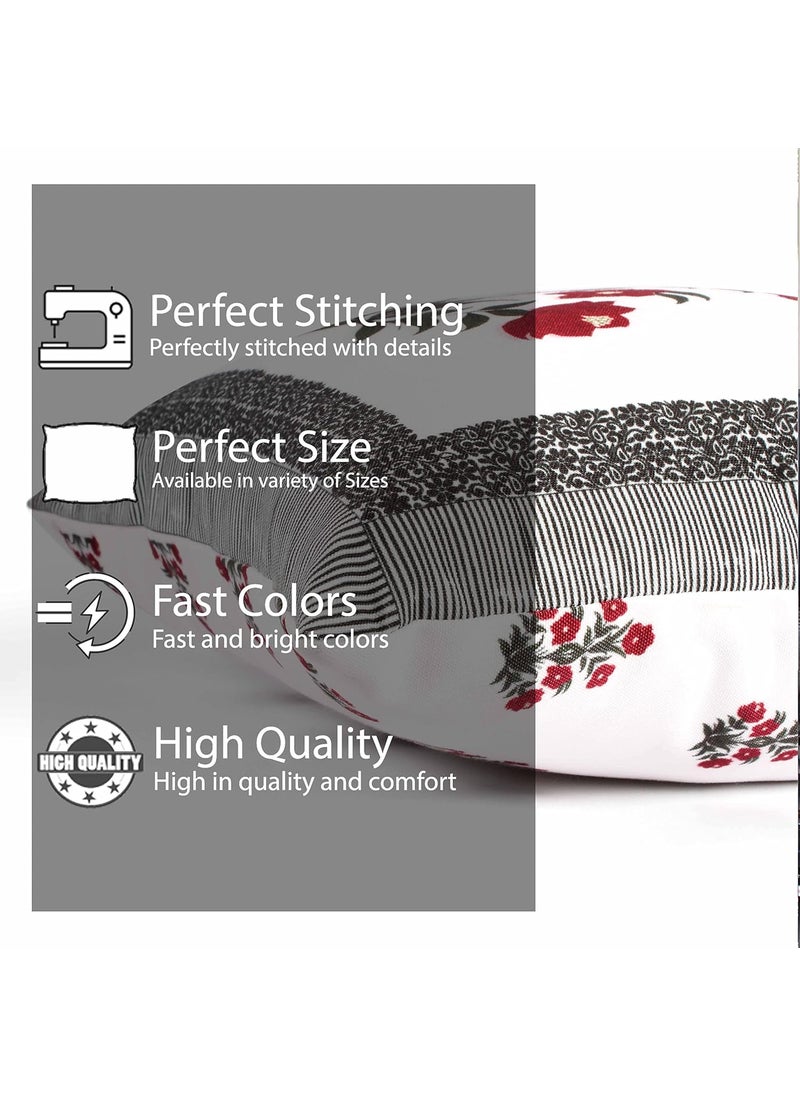 Brand - Umi - Umi Both Side Block Print Gulnaz Red Cushion Cover Set of 2 18 x 18 Inches - Image 1