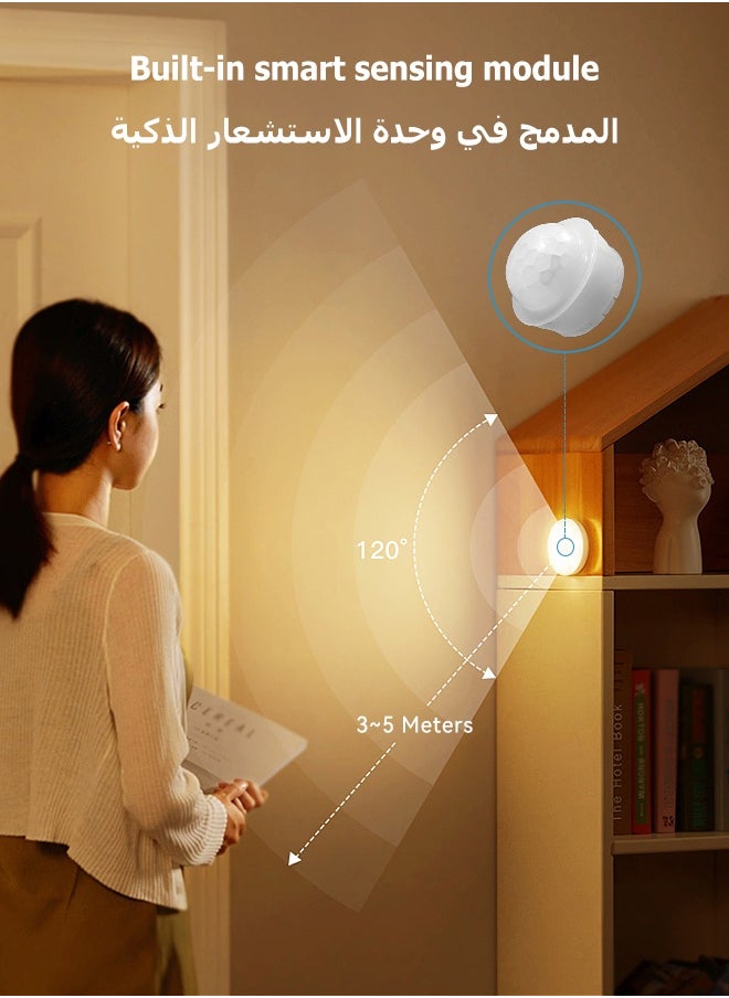 MITOYO Motion Sensor Light - Smart Round Light with Timer Mode- Equipped with Remote Control - Under Cabinet Light - White Light、Warm Light、Natural Light - Rechargeable Night Light for Kitchen, Staircase, Bedroom, Drawer  - Image 3
