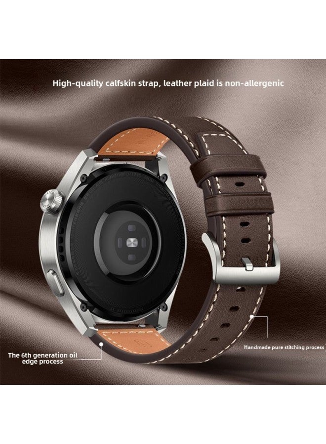 For huawei Watch GT4/GT3 Strap Watch3pro Genuine Leather GT2 Glory 4 Wristband GS3 Sport Cowhide 1-Color:【genuine Leather Strap-dark Night】-suitable For huawei: Watch4 /4pro - Image 3