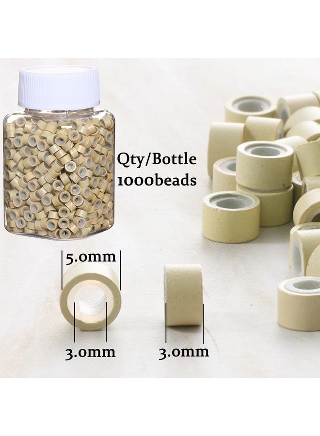 GOTDYA 1000pcs 5mm Hair Extension Beads,Silicone Lined Micro Rings,MicroLink Beads for Hair Extensions,Blonde - Image 3