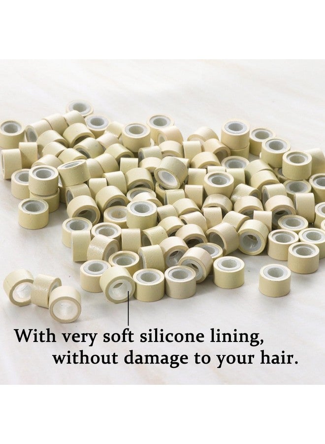 GOTDYA 1000pcs 5mm Hair Extension Beads,Silicone Lined Micro Rings,MicroLink Beads for Hair Extensions,Blonde - Image 2