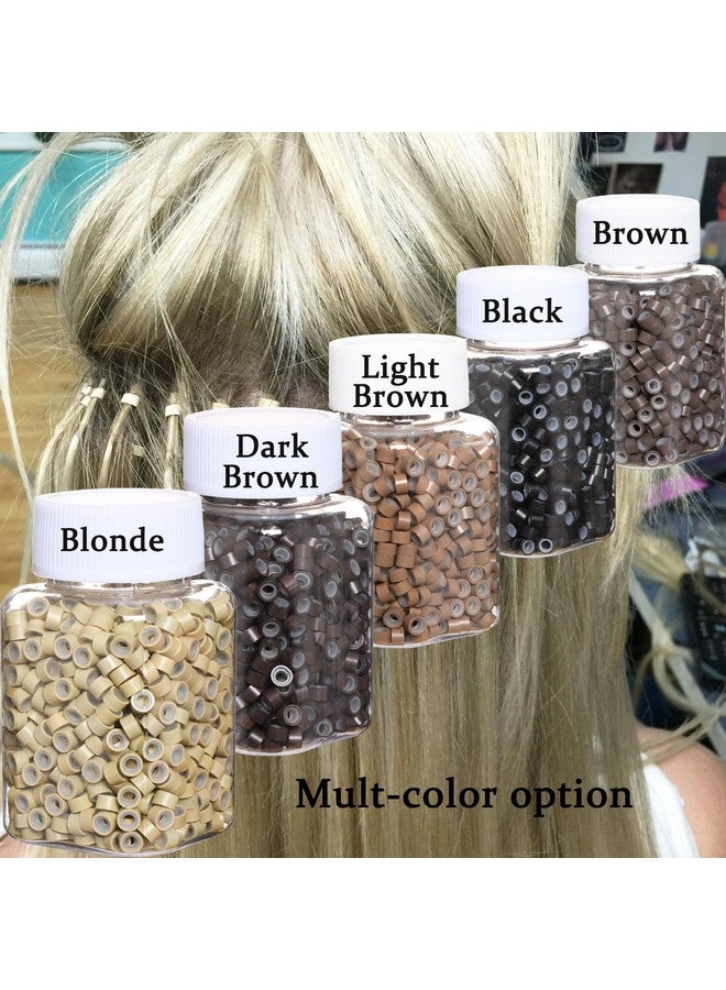 GOTDYA 1000pcs 5mm Hair Extension Beads,Silicone Lined Micro Rings,MicroLink Beads for Hair Extensions,Blonde - Image 4