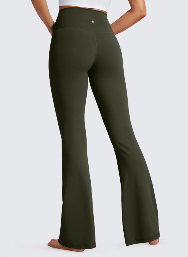 CRZ YOGA Butterluxe Crossover Flare Leggings for Women 31" - High Waist V Cross Bootcut Bell Bottoms Tummy Control Yoga Pants Olive Green Medium - Image 2
