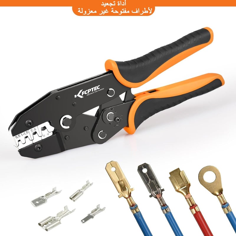 مكبس راتشيت KF CPTEC للمحطات غير المعزولة وموصلات Deutsch وJST وTE وAMP وMolex، مناسب للأسلاك من 10 إلى 22 AWG (0.5–6.0 مم²) مع إمكانية ضبط قوة الكبس - Image 5