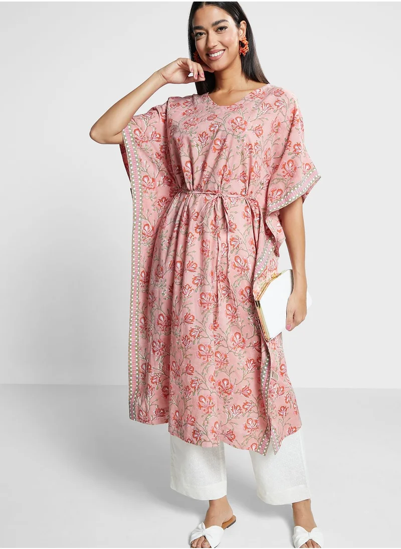 Fabindia V-Neck Embroidered Dress