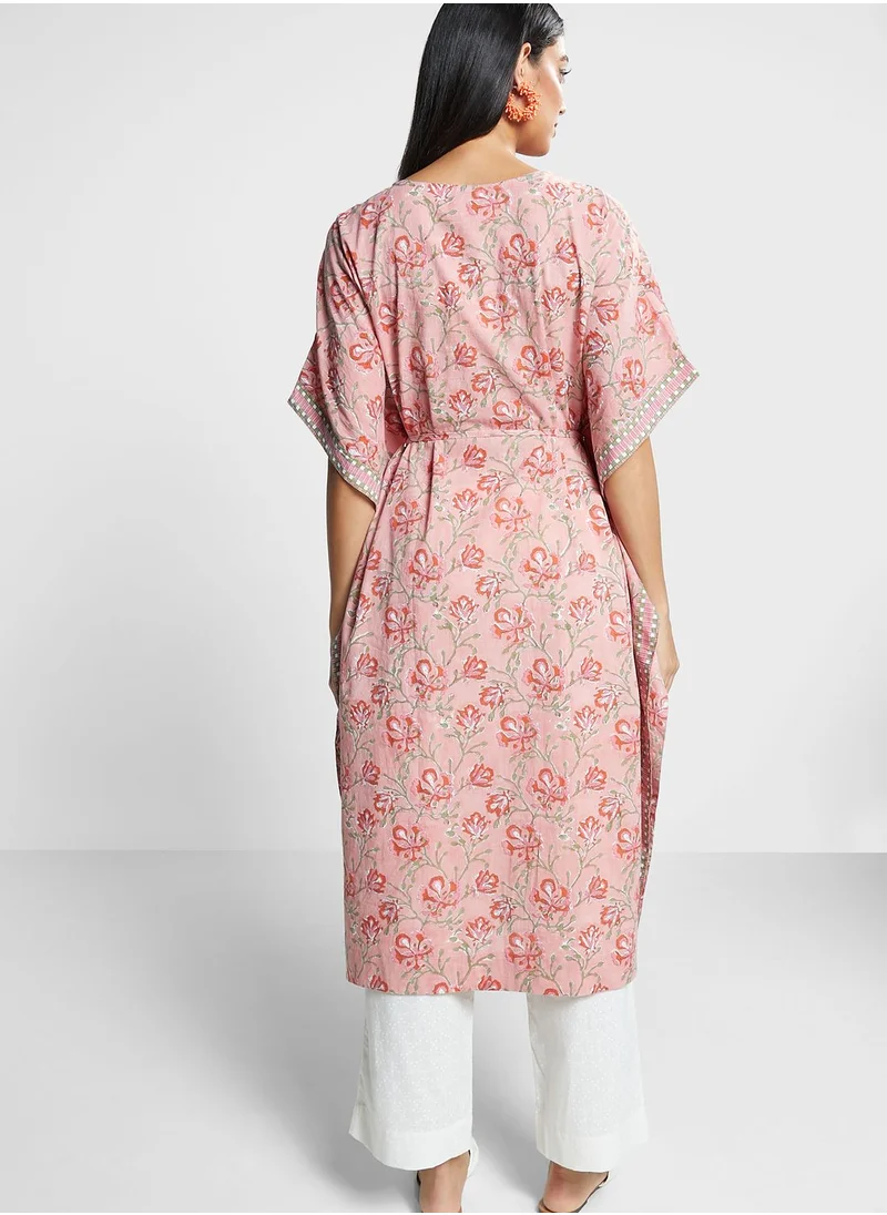 Fabindia V-Neck Embroidered Dress