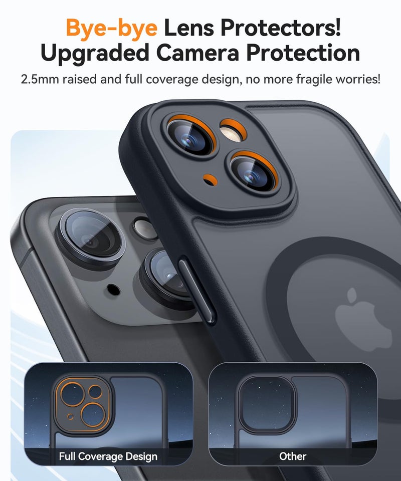 CANSHN Magnetic for iPhone 15 Case, Upgraded [Full Camera Protection] [Compatible with Magsafe] [Translucent Matte] Shockproof Protective Phone Case for iPhone 15 6.1" - Black - Image 3