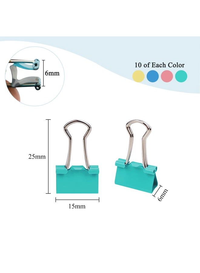 Ykimok 40-Pack Mini Binder Clips in 4 Colors (Blue, Yellow, Red, Green), 15mm/0.6-Inch Small Paper Clips for Home, School, Office and Business - Image 2